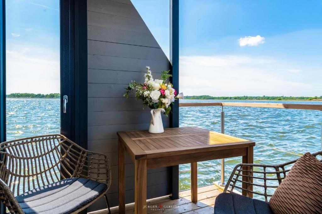 Hausboot Gluecksmomente Mit Dachterrasse In Schleswig Am Ostseefjord Schlei Luaran gambar